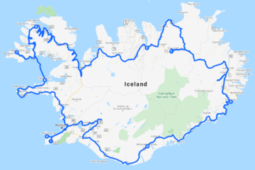 Ring road and Westfjords. Route map