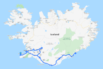 Route map. South Iceland Self Drive