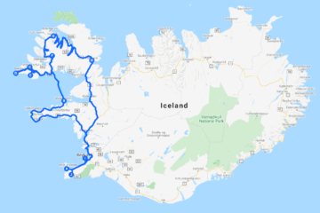 Route map. Snaefellsnes and Westfjords Self-Drive Tour